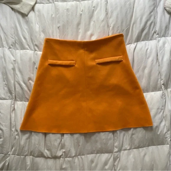 ❌LAST CHANCE! ❌ Zara Orange A-Line Mini Skirt - Picture 1 of 5